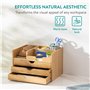 Navaris Organisateur de Bureau - Organiseur Range Document et pour le Rangement de Fournitures - Casier en Bois de Bambou Nature