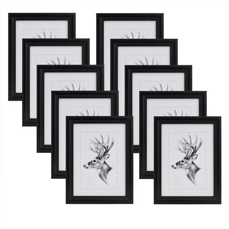 WOLTU Lot de 10 Cadre Photo 15x20cm Cadre en Bois Massif avec Passe Partout