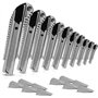 HAYATEC Lot de 10 cutters professionnels en aluminium 18 mm avec 100 lames sécables SK5 multi-usages