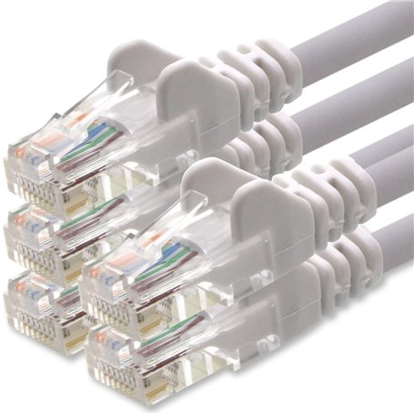 1aTTack.de Câble Réseau Cat6 Cat 6-5x 5m - RJ45 Ethernet LAN DSL Routeur Modem - Blanc