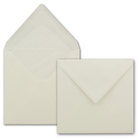 Enveloppes carré 146 x 146 mm – Clair Crème avec doublure Blanc soie Lot de 50 Crème