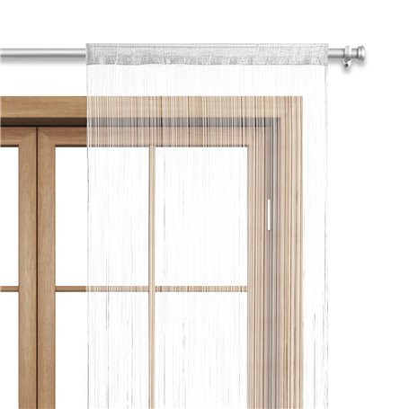 Rideau à Fils Rideau de Porte Fils 90x245 cm Blanc - Passage de Tringle oekoTex raccourcissable Lavable uni Unicolore dans de No