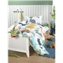 Parure de lit pour bébé et fille - 100 x 135 cm + 40 x 60 cm - 100 % coton renforcé - Fermeture éclair - Dinosaures - Multicolor