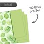 dv1081 Lot de 100 sets de table jetables Motif feuilles vertes I DIN A3 Carré I Set de table en papier I Design moderne I Napper