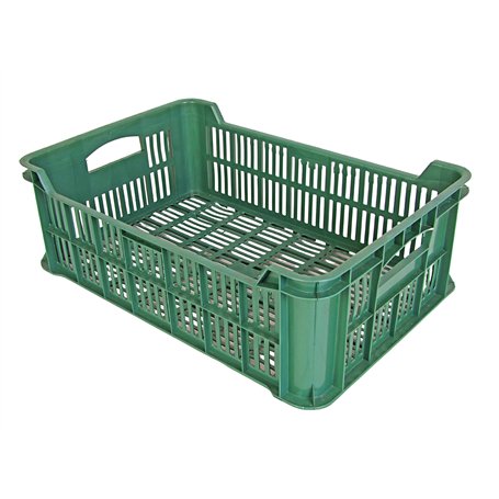 BURI Lot de 5 caisses de rangement empilables et robustes en plastique 60 x 40 x 20 cm Vert