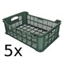 BURI Lot de 5 caisses de rangement empilables et robustes en plastique 60 x 40 x 20 cm Vert