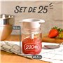 Praknu 25 Pots à Confiture de 230ml - Avec Étiquettes et Marqueur - Hermétique - Lavable au Lave-vaisselle - Idéal comme Cadeau