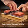 Praknu Pierre a Aiguiser 1000/6000 - Pierre à Affûter pour Couteaux avec Base Antidérapante en silicone et bambou - Convient aux