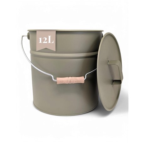 LIVLIG Seau en zinc avec couvercle - 12 l - Seau à cendres avec couvercle - Accessoire de cheminée - En tôle - Vert