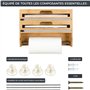 EXITOSO Découpe-film 3 en 1 en bambou – Porte-rouleau mural de cuisine – Porte-rouleau d'essuie-tout mural en bois – Porte-roule