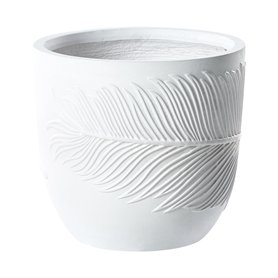 Pot de Fleurs Blanc Cassé en Fibres d'Argile Rond Cache-Pot 35 x 35 x 33 cm Ftero