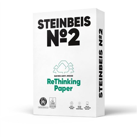 Steinbeis No.2 Lot de 2 500 feuilles de papier recyclé A4 80 g/m² Blanc et sans chlore Papier copie de qualité supérieure ISO 80