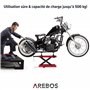Arebos Cric de Moto 500 kg Pont Élévateur pour Motos Plate-Forme Élévatrice Bloc de Montage | Régable de 95-375 mm | Rouge - Noi