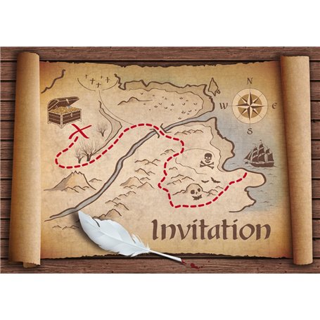 EDITON COLIBRI (10727 FR) Invitations en Français "Chasse au trésor": Paquet de 10 cartes d‘invitation pour un prochain annivers