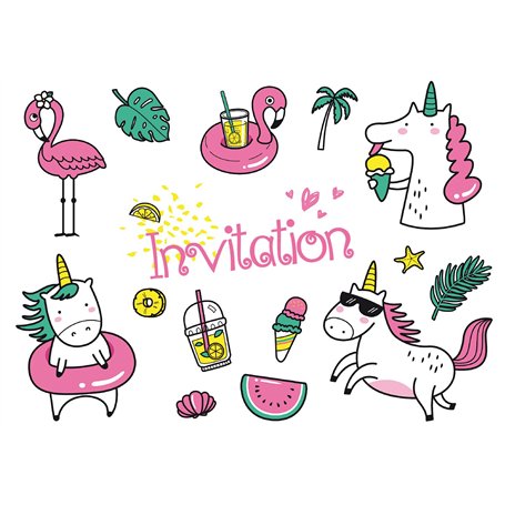 Edition Colibri 10981 FR Lot de 10 Cartes d‘invitation FÉTE DE PISCINE en Français pour un anniversaire d‘enfant ou pour une fêt