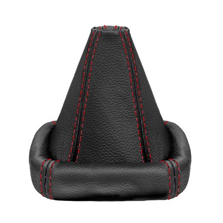 L&P A0026 Soufflet de levier de vitesses 100 % en cuir véritable En noir avec piqûre rouge
