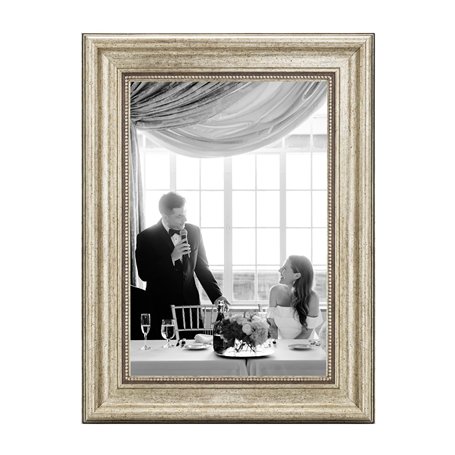 CABBEL Cadre photo A4 21 x 30 cm Argenté – Style baroque vintage Cadre pour affiches