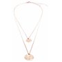 Happiness Boutique Femmes Collier Cercle Multi Rangs Plaqué Or Rose | Collier Délicat à Deux Chaînes et 2 Pendentifs Disque Rond