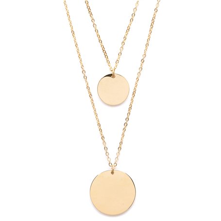 Happiness Boutique Femmes Collier Cercle Multi Rangs Plaqué Or | Collier Délicat à Deux Chaînes et 2 Pendentifs Disque Rond