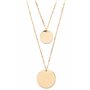 Happiness Boutique Femmes Collier Cercle Multi Rangs Plaqué Or | Collier Délicat à Deux Chaînes et 2 Pendentifs Disque Rond