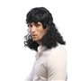 WIG ME UP - 60893-P103 Perruque Femmes Hommes Carnaval bouclés Noir mulet Prolo Plouc Chanteur Star