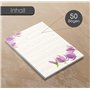 Papier à lettres à fleurs I 50 feuilles de papier vintage à motifs en DIN A4 I tulipe printemps I en beige violet I invitation a