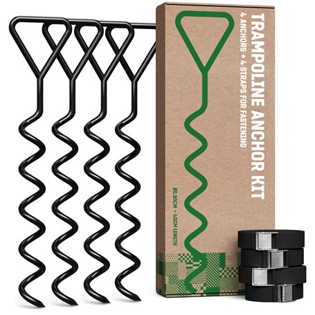 Ensemble d'ancrages au Sol pour Trampoline (4 pièces) – 40 cm ancrages Robustes pour Trampoline – ancrages à Visser pour Une Fix