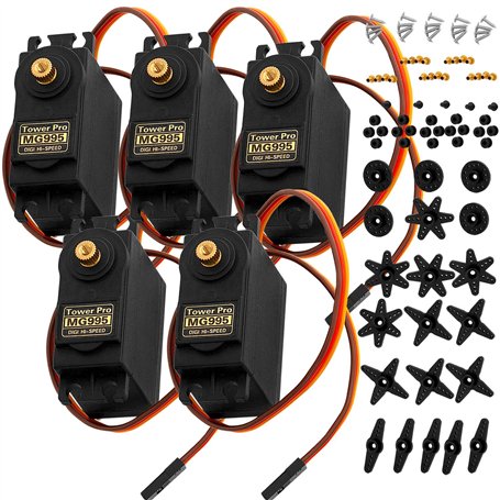 AZDelivery 5 x MG995 Micro-moteur servo numérique pour hélicoptère robotisé RC compatible avec Arduino et Raspberry Pi y compris