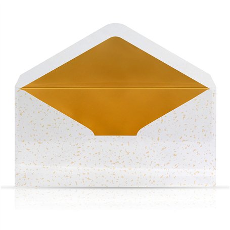 10 enveloppes blanches avec doublure métallique dorée 110 x 220 mm pour cartes de vœux noël carte cadeau chèques invitation