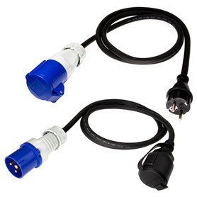 feletec Lot de 2 adaptateurs CEE – Fiche CEE vers prise Schuko et fiche Schuko vers prise CEE 230V 16A – Idéal pour camping