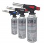Brûleur à gaz avec 4 cartouches de gaz de 227 g - Lampe à souder avec allumage piézoélectrique - Chalumeau butane 1300 °C - Brûl