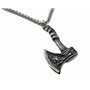 Vikings Pendentif en métal Motif hache viking Loup avec collier en acier inoxydable dans une pochette à bijoux, Métal
