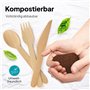 Lot de 100 fourchettes en bois et 100 cuillères en bois - Vaisselle jetable en bois - Fourchette jetable - Couverts en bois (100