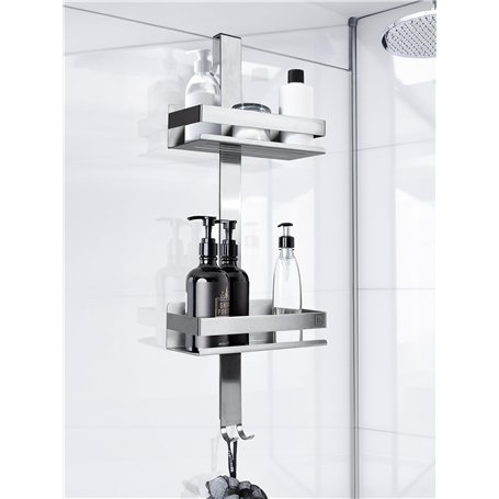 BENKSTEIN Étagère de douche à suspendre Argenté | Étagère de douche avec 2 paniers de douche à suspendre | Étagère de douche peu