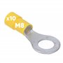 Kalitec RKSGM8 Lot de 10 cosses à anneau 4-6 mm² I Partiellement isolé M8 jaune I Cuivre I Collier en PVC I Pour connecter des c