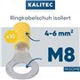 Kalitec RKSGM8 Lot de 10 cosses à anneau 4-6 mm² I Partiellement isolé M8 jaune I Cuivre I Collier en PVC I Pour connecter des c