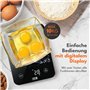 LEBENLANG Balance de cuisine numérique étanche – Rechargeable par USB & avec câble de charge I Jusqu'à 10 kg I Balance de cuisin