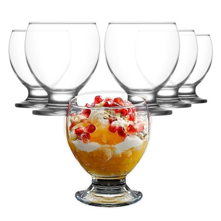 LAV Coupes à Glace en Verre Avec Pied - Lot de 6