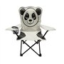Mojawo Fauteuil de pêche pliable pour enfant - Gris clair - Motif panda - Avec porte-gobelet et sac