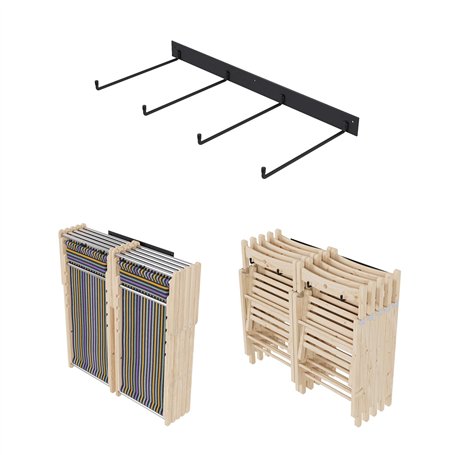 QLS Support mural XXL en acier pour chaises de jardin