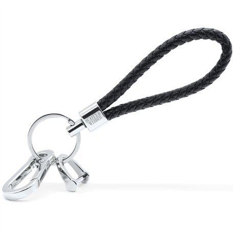 Scott & Webber® - Porte-clés en cuir tressé avec anneau en acier inoxydable