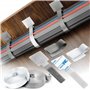 Lot de 40 attaches de câble auto-adhésives avec 2 rouleaux de sangles d'extension – Organisateur de cordons à dos adhésif pour l
