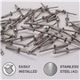 SKIR'CO Lot de 30 rivets aveugles en acier inoxydable à tête bombée DIN 7337 A2 (30, 4,0 x 20 mm)
