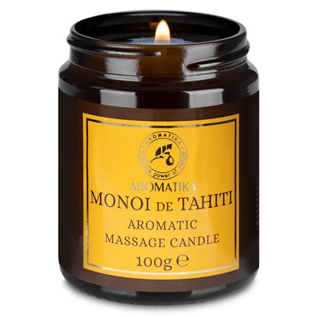 Bougie de Massage Monoï de Tahiti 100g - Bougie de Cire de Soja - Mélange d'Huiles de Noix de Coco & de Monoï de Tahiti - Oléoré