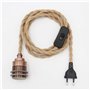 Kit de lampe à suspension en corde de chanvre Vintage avec prise interrupteur DIY Tête unique suspendue Câble de lumière Corde E