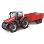 Bburago Massey Ferguson 8740S Tracteur avec remorque Couleurs Assorties 10 cm