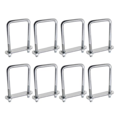 YINETTECH 8pcs Boulons en U Carrés Polyvalents avec Supports Plaque et d'écrou Boulons de Remorque Toit 20x60x120mm Filetage M10