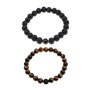 YINETTECH Lot de 2 Bracelets élastiques en Pierre de Lave Naturelle volcanique avec Perles de 8 mm pour Homme et Femme pour Anni