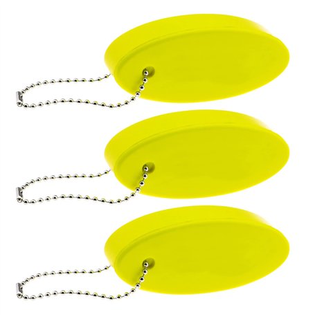 YINETTECH 3PCS Flottant Porte-Clés Glow Ovale Forme Jaune Mousse Porte-clés Sport Nautique Léger Clé Accessoires pour Surf Natat