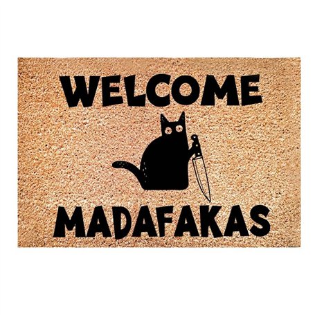Wanjorlay 1 paillasson imprimé « Dark Cat Welcome Madafakas » - Décoration de maison